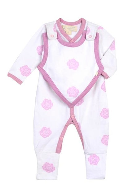 Pink Rose Footed Onesie Set