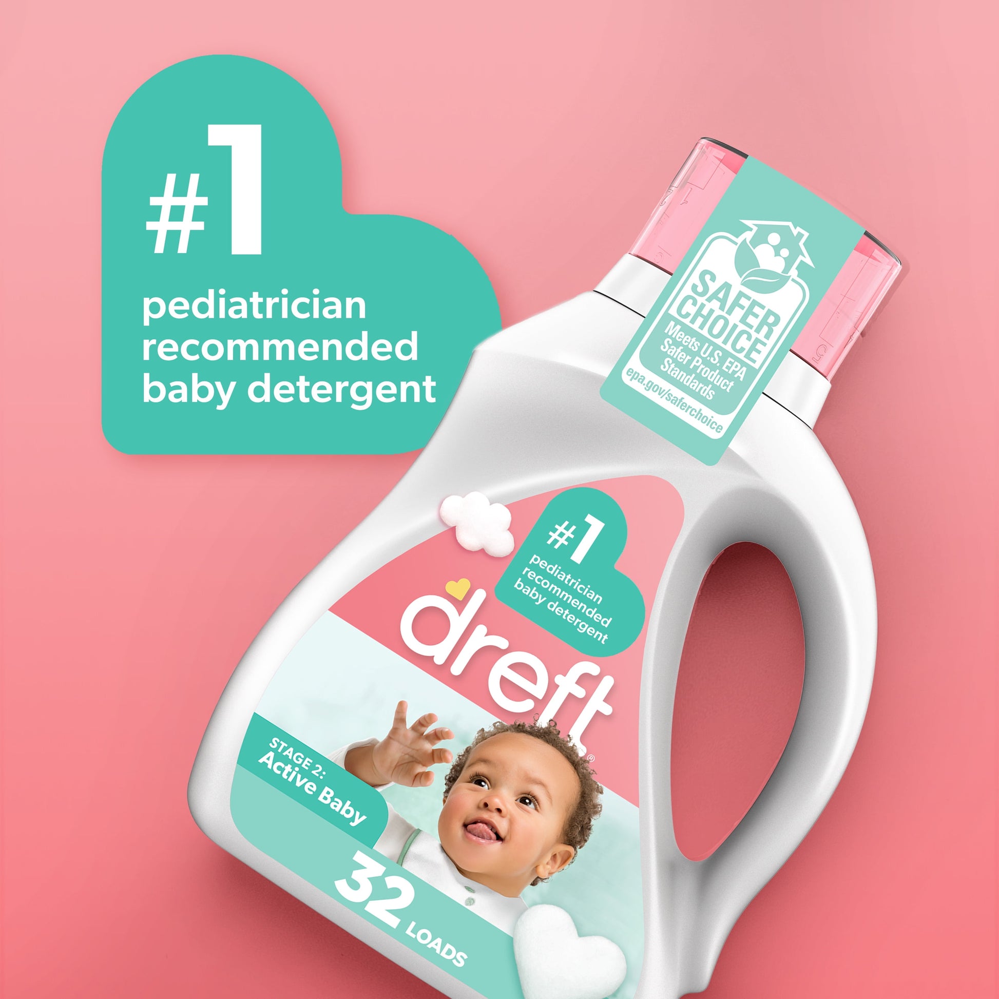 Active Baby Liquid Laundry Detergent, Sensitive Skin, Hypoallergenic, 32 Loads, 46 Fl Oz