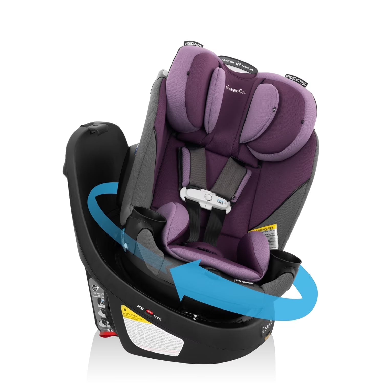 Gold Revolve360 Slim 2-In-1 Rotational Car Seat with Sensorsafe (Amethyst)