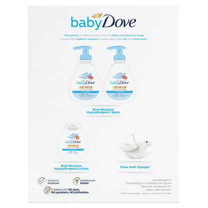 Baby  Moisture Rich Hypoallergenic Holiday Gift for New Moms Includes Body Lotion, Body Wash & Bath Sponge for Delicate Skin, 3 Count