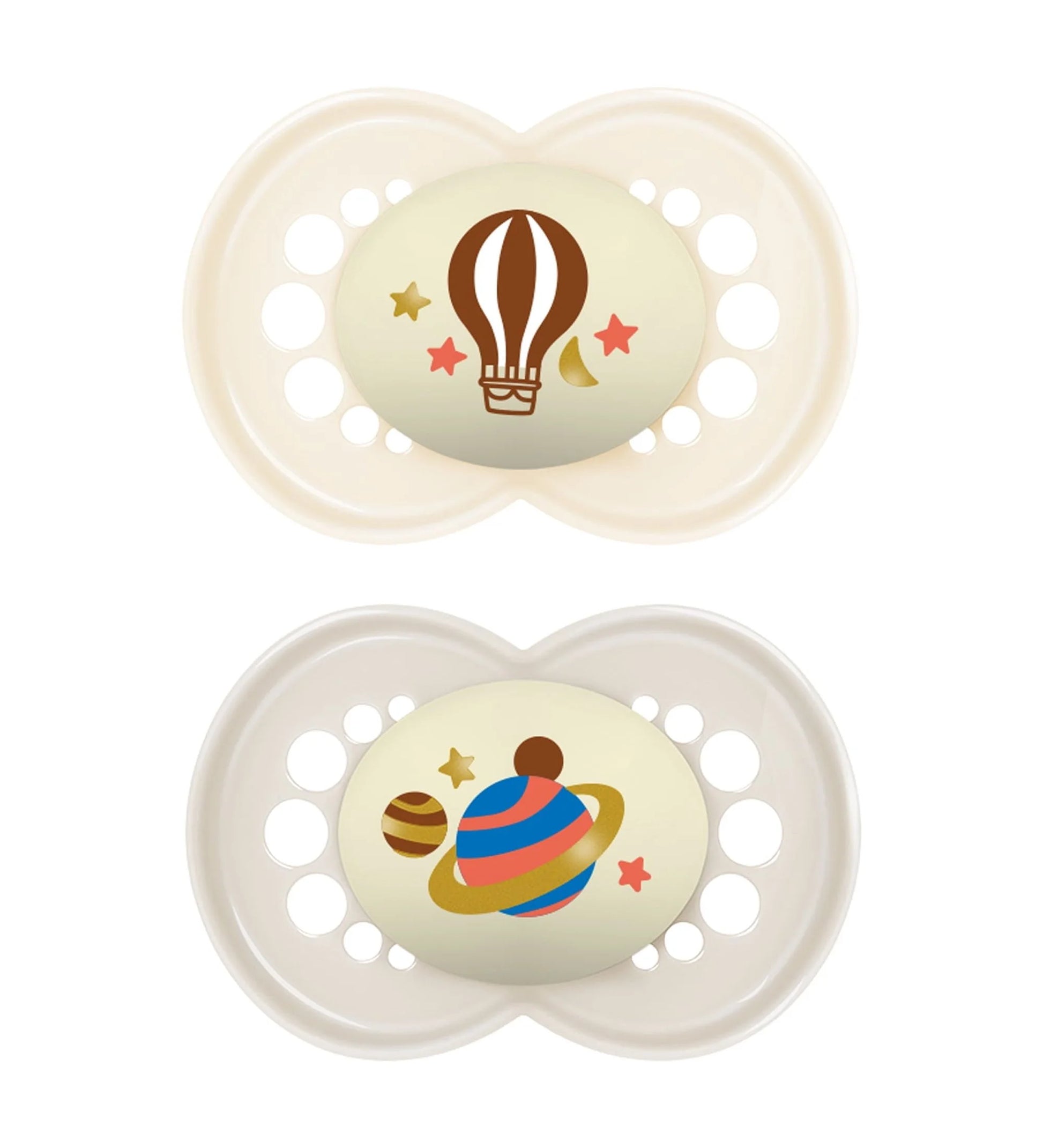 Night Pacifier, 6-16 Months, Unisex, 2 Pack with Self-Sterilizing Case