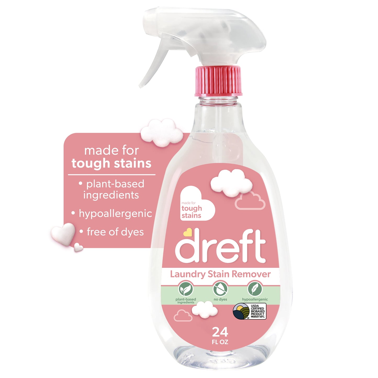 (4 Pack)  Plant Based Baby Spray and Wash Laundry Stain Remover, Baby Essentials, 24 Oz