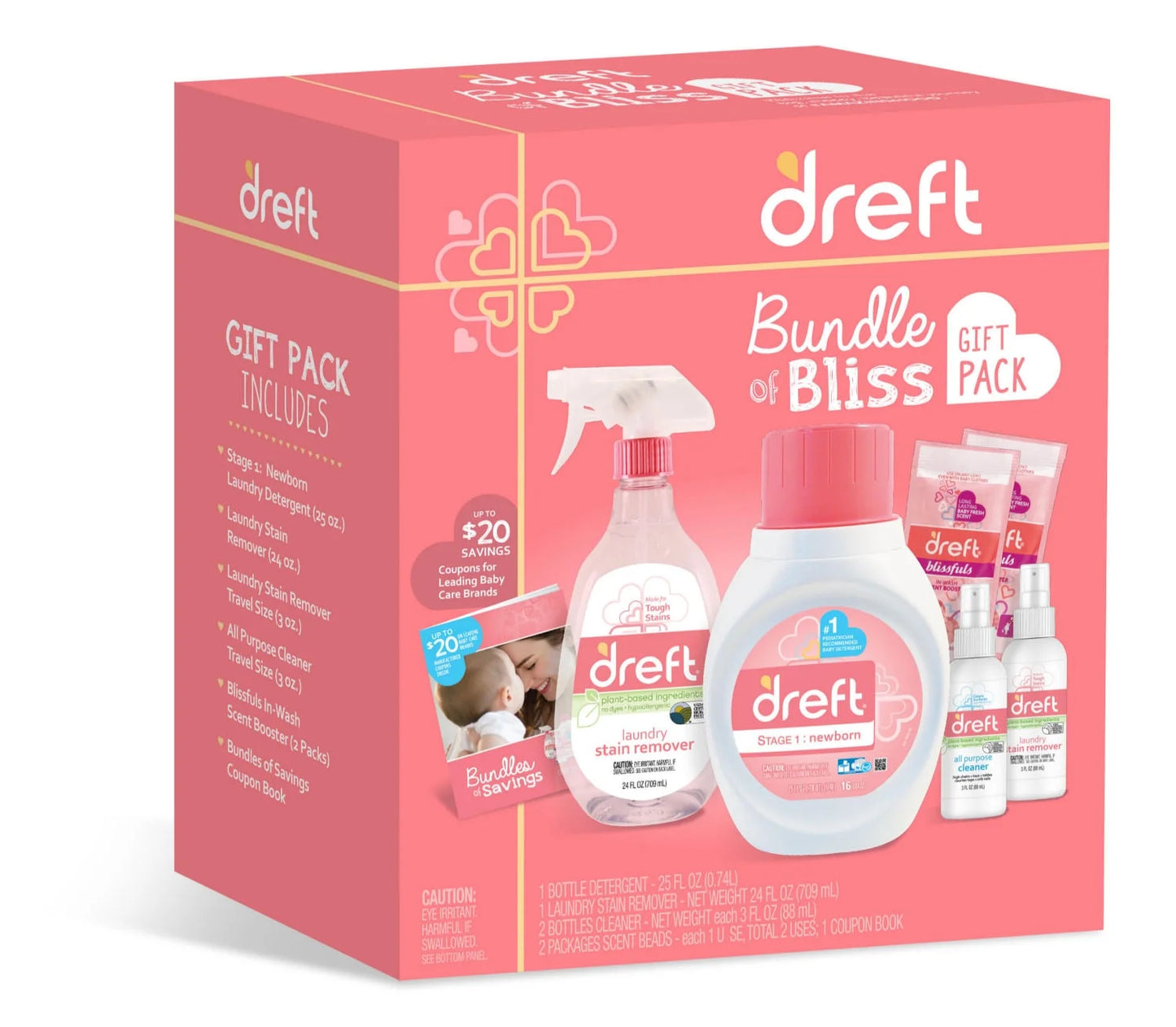 Bundle of Bliss Baby Gift Set with Laundry Detergent and Stain Remover, Infant Essentials, 16 Loads, 7 Pieces
