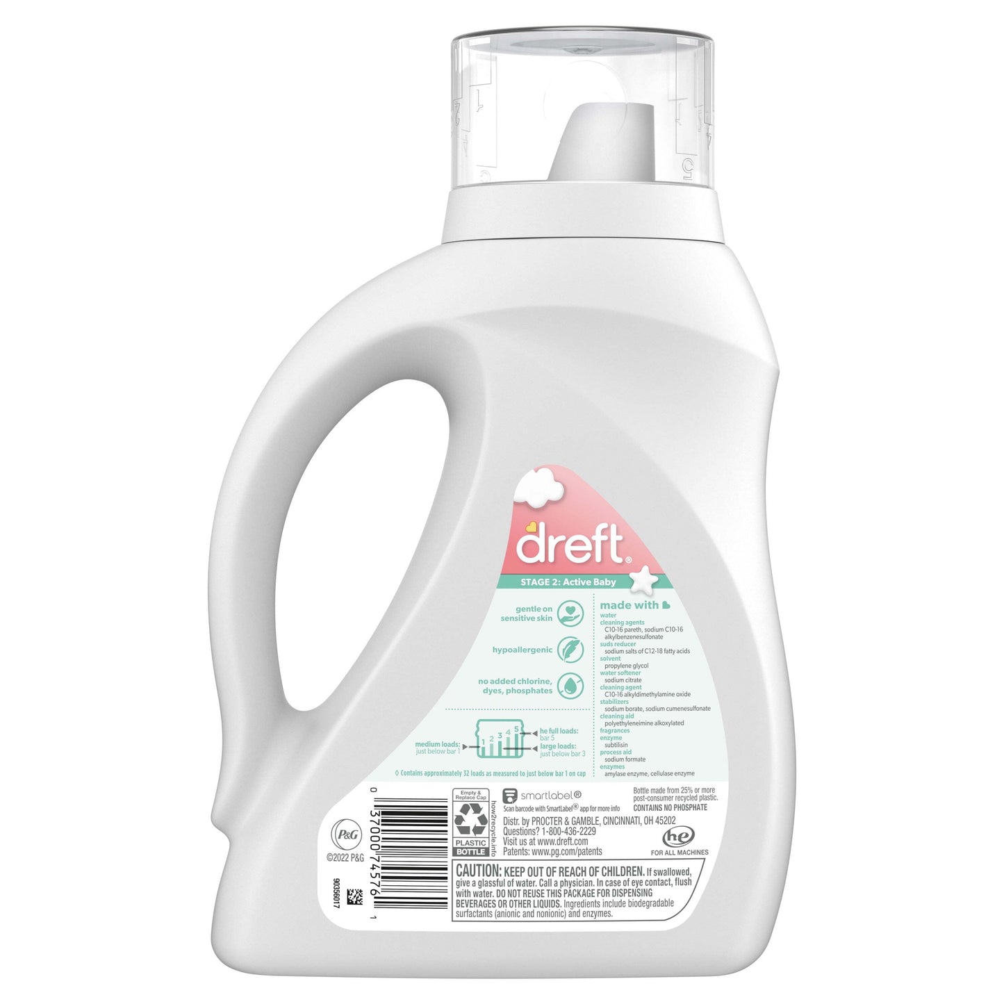 Active Baby Liquid Laundry Detergent, Sensitive Skin, Hypoallergenic, 32 Loads, 46 Fl Oz