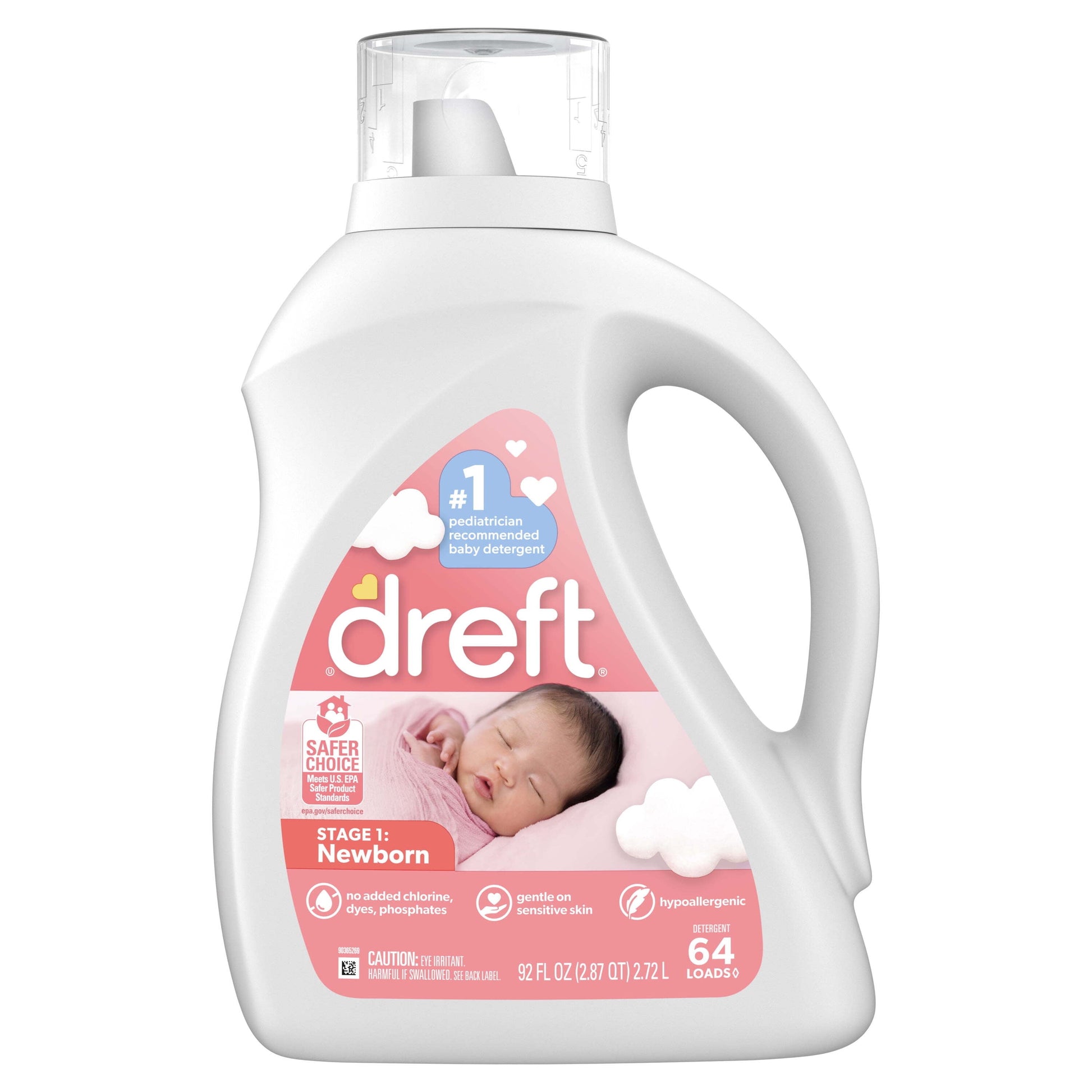 (2 Pack)  Newborn Baby Liquid Laundry Detergent, Sensitive Skin, Hypoallergenic, 64 Loads, 92 Fl Oz