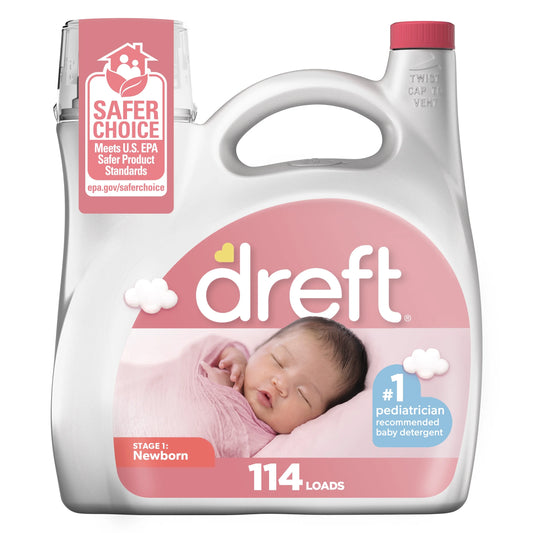 Newborn Baby Liquid Laundry Detergent, Sensitive Skin, Hypoallergenic, 114 Loads, 150 Fl Oz