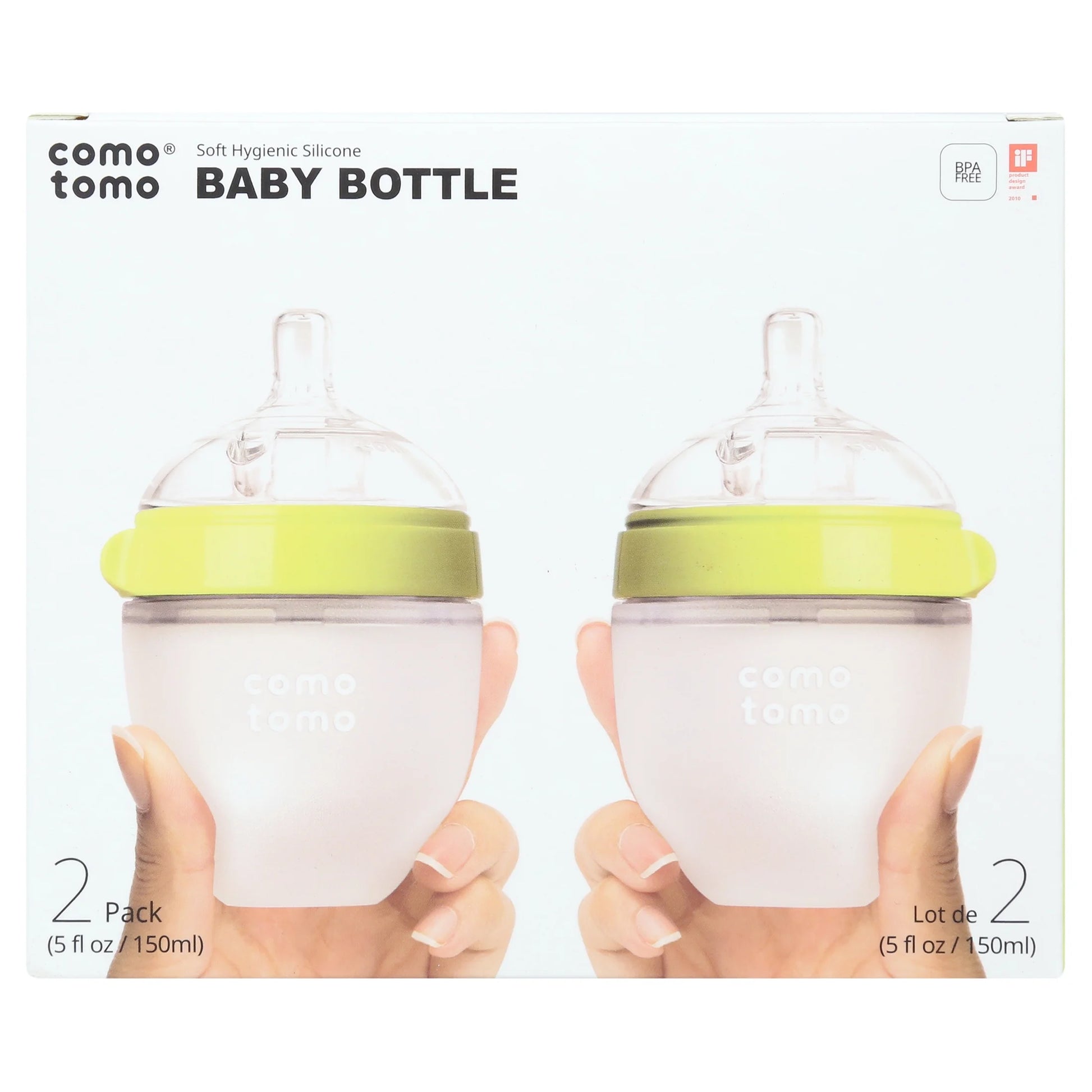 Baby Bottle, 5Oz, Green, 2 Pack