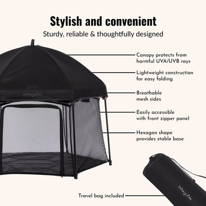 Onyx Baby Play Yard Set with Canopy, Black